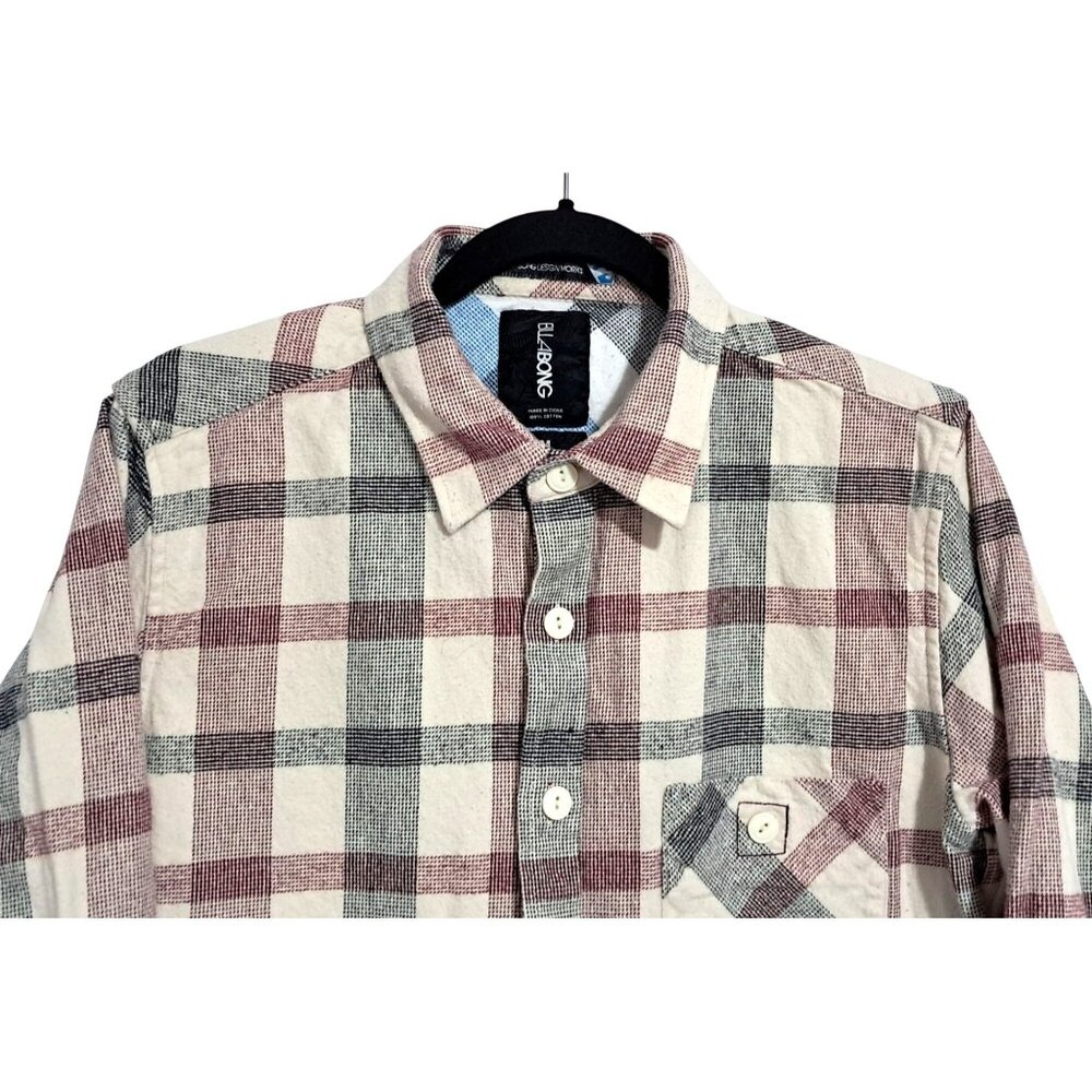 Vintage 90s Billabong Design Works Plaid Flannel Shirt Size M Surf Style - Picture 5 of 13